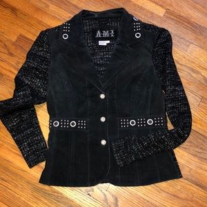 Ami leather jacket blazer studs sweater moto